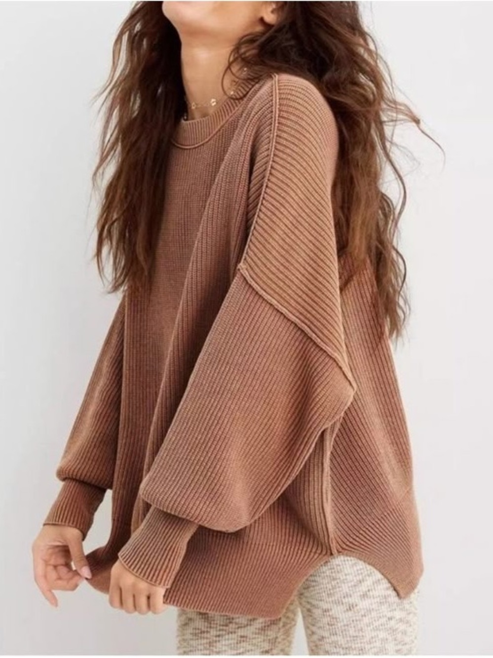 aerie Oversized Beyond Sweater in Washed Out Brown PTP 35 L 26.5 F 28 B